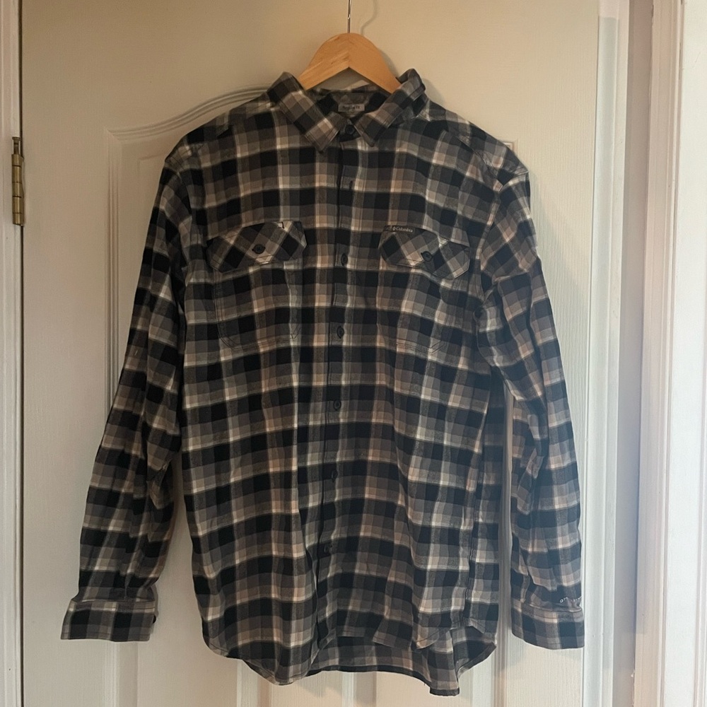 Columbia Black and Tan Plaid Men's Shirt